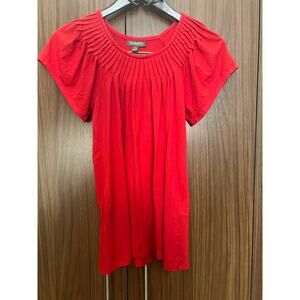 Style & Co Pleat Neck Top Gumball Red XS NWT
